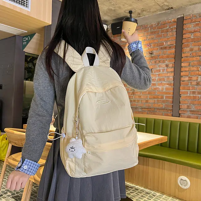雅鹿 轻便简约纯色休闲百搭大学生上课包书包郊游风中学生 尼龙 双肩包背包 常规 男女同款情侣款 蓝色/黄色/红色/粉色/黑色