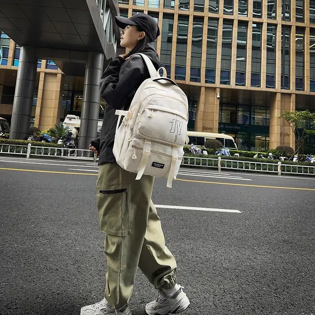 雅鹿 百搭时尚潮流 尼龙 双肩包 男女同款情侣款 白色/灰色/黑色/卡其色/蓝色
