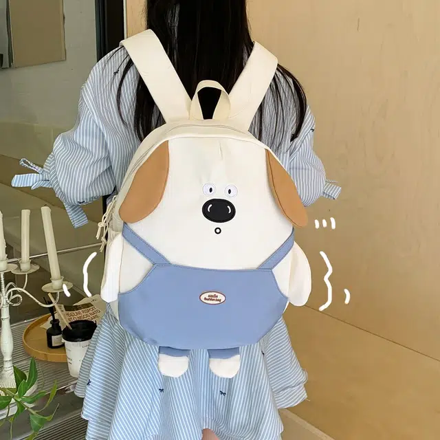 雅鹿 可爱卡通小狗轻便 尼龙 双肩包 常规 女款 米白色/卡其色