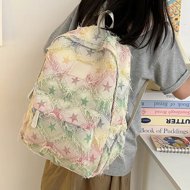 雅鹿 小众设计感渐变流苏韩版百搭 尼龙 双肩包 女款 多色