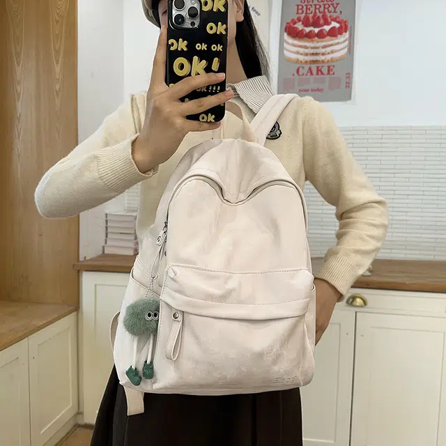 雅鹿 时尚简约 尼龙 双肩包 男女同款情侣款 白色/银色/黑色/粉红色/浅蓝色