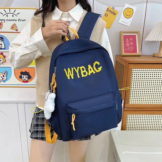 雅鹿 美式复古简约大容量书包轻便 尼龙 背包双肩包 常规 男女同款情侣款 蓝色/黄色/红色/黑色