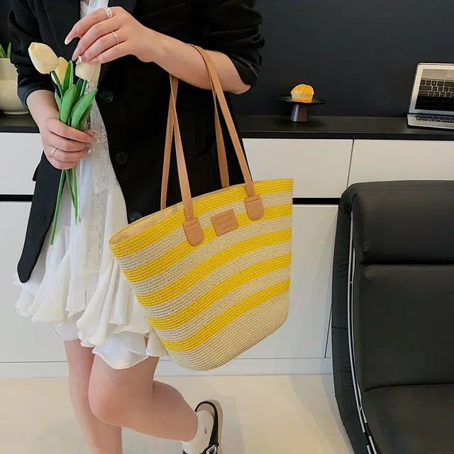 雅鹿 帽子套装旅游沙滩遮阳帽海边度假 草编 单肩包 女款 多色