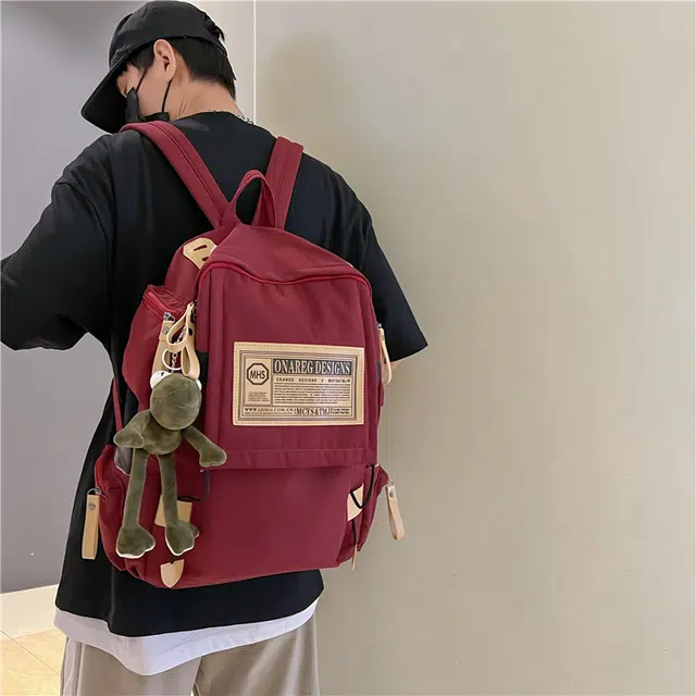 雅鹿 简约时尚潮流潮牌大容量 尼龙 双肩包 男女同款情侣款 红色/蓝色/黑色/灰色
