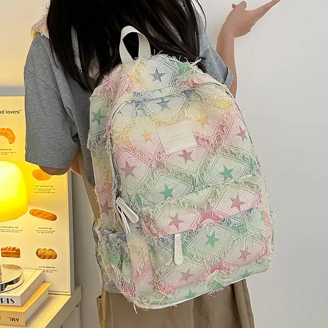雅鹿 小众设计感渐变流苏韩版百搭 尼龙 双肩包 女款 多色
