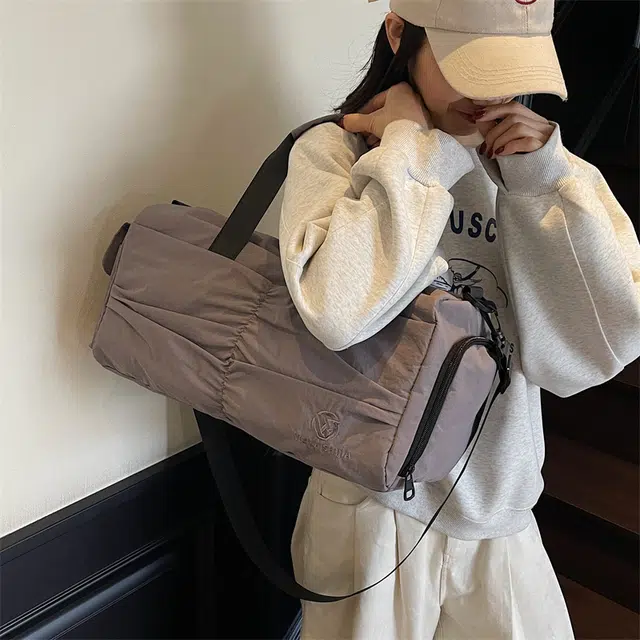 雅鹿 手提外出轻便包运动健身包男短途收纳女行李包 尼龙 单肩包 常规 男女同款情侣款 橘色/黑色/紫色/蓝色/棕色