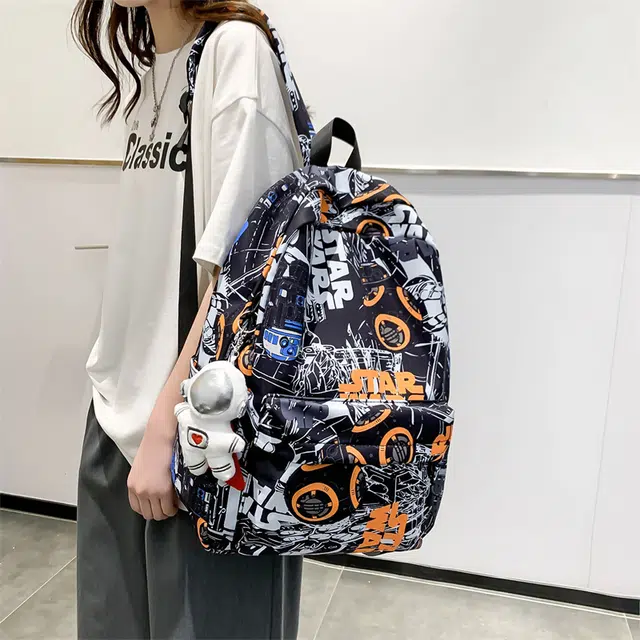 雅鹿 潮酷个性涂鸦休闲简约百搭 尼龙 双肩包 男女同款情侣款 多色