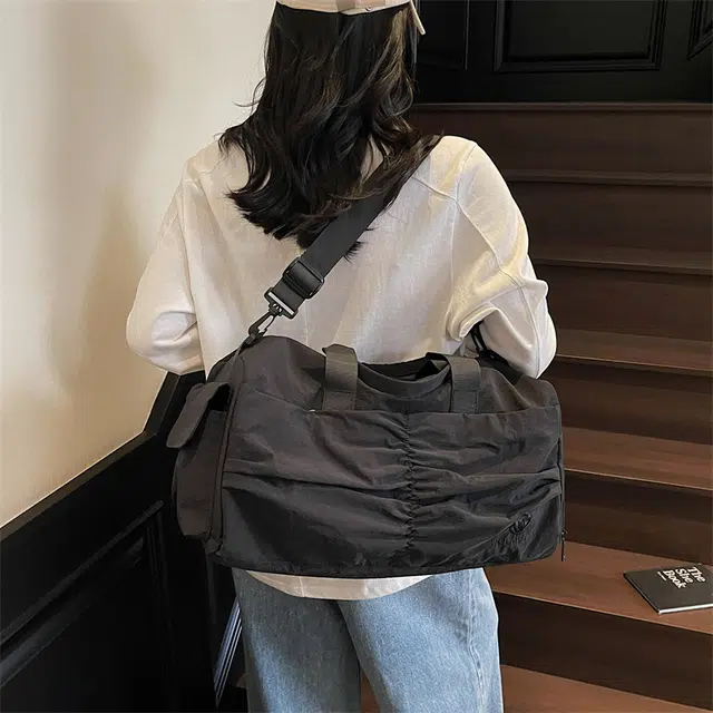 雅鹿 手提外出轻便包运动健身包男短途收纳女行李包 尼龙 单肩包 常规 男女同款情侣款 橘色/黑色/紫色/蓝色/棕色