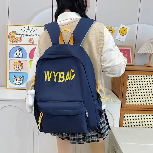 雅鹿 美式复古简约大容量书包轻便 尼龙 背包双肩包 常规 男女同款情侣款 蓝色/黄色/红色/黑色