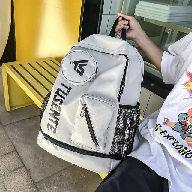雅鹿 时尚简约高颜值潮牌旅行高中生书包大学生大容量运动羽毛球包 尼龙 背包双肩包 常规 男女同款情侣款 浅灰色/深灰色/黑色/红色