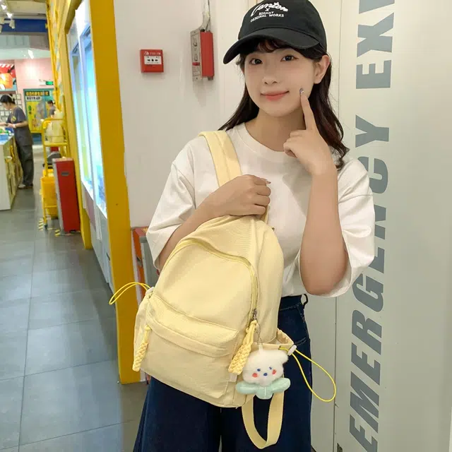 雅鹿 韩系简约纯色 尼龙 书包背包双肩包 女款 多色