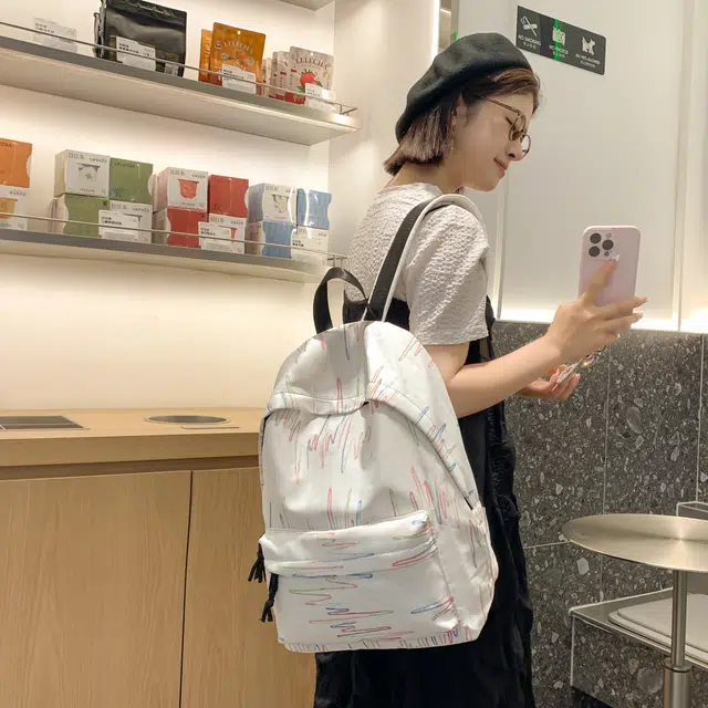 雅鹿 高颜值可爱书包高中生大容量通勤 尼龙 双肩包 女款 波浪白/波浪粉/波浪紫/波浪黑/蝴蝶黑