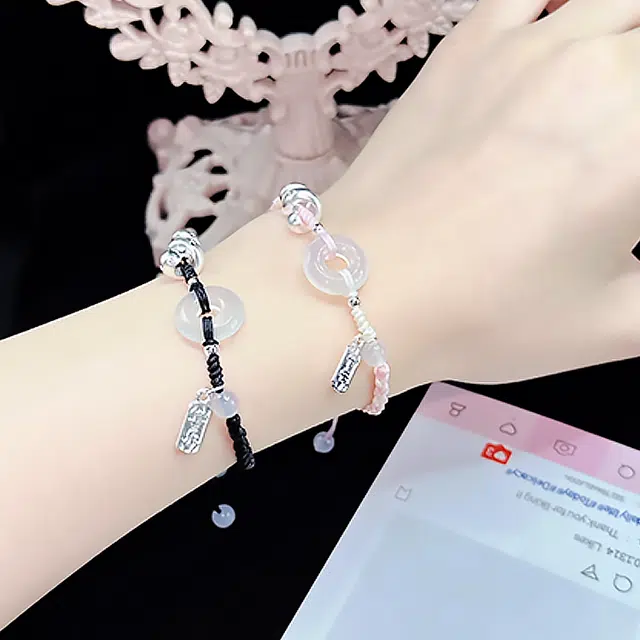 【赠暴富手机贴】 正大福 可爱卷卷蛇平安扣 纯银蛇年 新中式国潮平安顺遂招财纳福本命年转运好运日常通勤显白 玉髓 手绳 男女同款情侣款