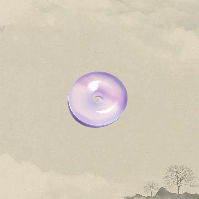正大福 梦幻紫色平安扣 新中式好运简约大气高级感平安梦幻紫罗兰赠礼 玉髓 吊坠 男女同款情侣款