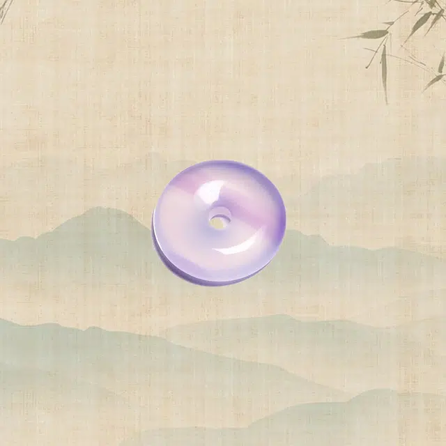 正大福 梦幻紫色平安扣 新中式好运简约大气高级感平安梦幻紫罗兰赠礼 玉髓 吊坠 男女同款情侣款
