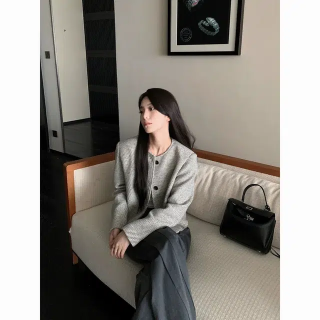 费尔岛上的猫 复古圆领宽松简约时尚夹克外套 男女同款