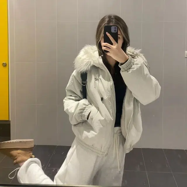 费尔岛上的猫 美式外套可拆卸毛领连帽夹棉加厚面包服棉服 男女同款
