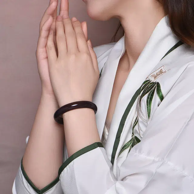 庆大福 国潮新中式古风小众高级感#好运 玉髓 玉石手镯 女款