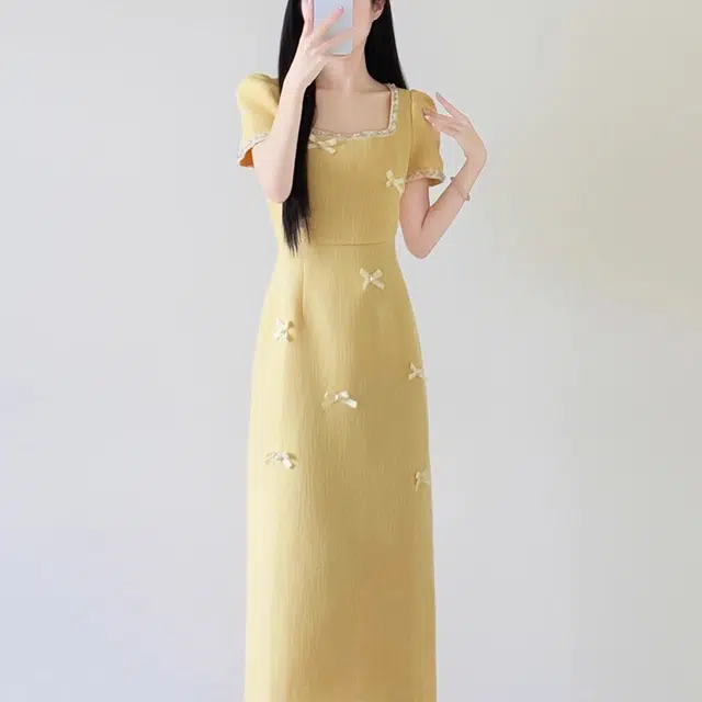 费尔岛上的猫 法式高级感泡泡袖小香风端庄大气优雅修身长裙短袖连衣裙 女款