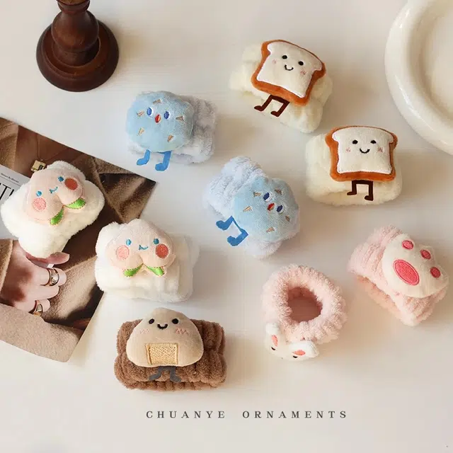 古迪 卡通手腕带 洗脸防打湿袖口女运动擦汗手环袖套吸水防护手臂套洗漱