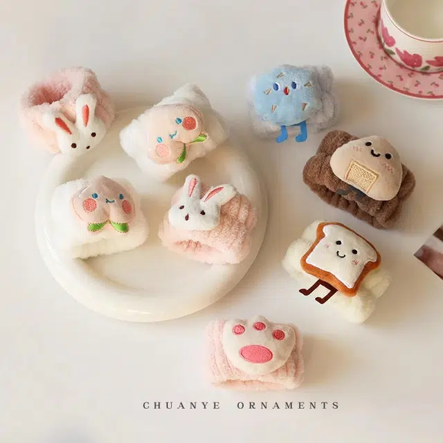 古迪 卡通手腕带 洗脸防打湿袖口女运动擦汗手环袖套吸水防护手臂套洗漱