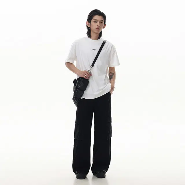 悍戈 美式复古重工解构拼接多口袋直筒工装裤 男女同款