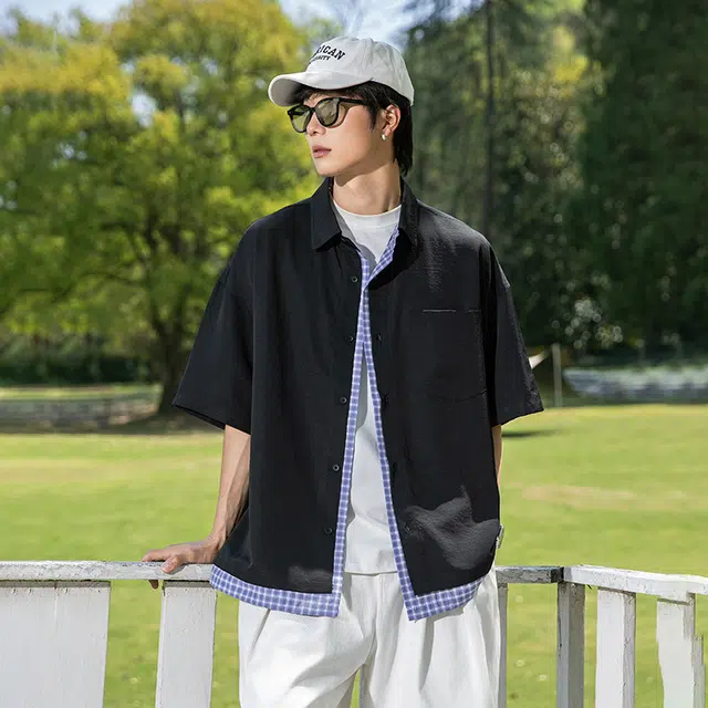 欧迪芬 美式复古简约基础百搭时尚户外运动情侣款上衣宽松透气舒适衬衫 女款