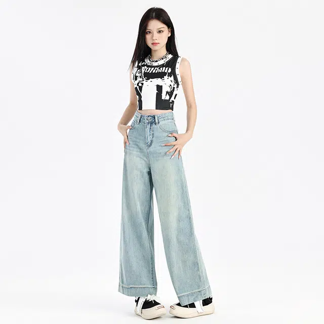 欧迪芬 简约优雅高腰显瘦牛仔裤 女款