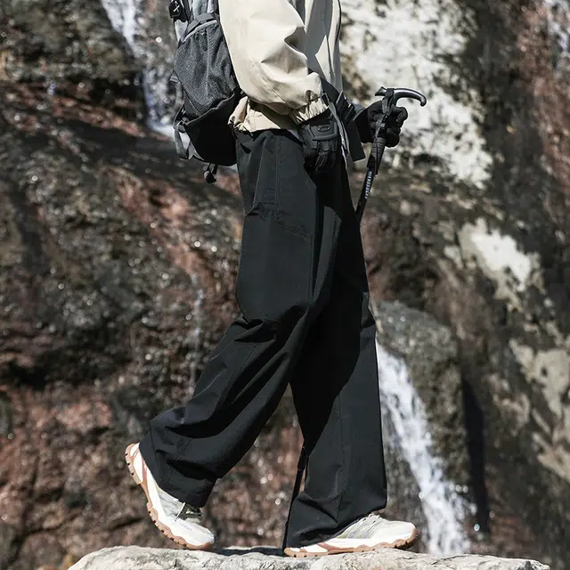 欧迪芬 美式高级感纯色长裤宽松显瘦复古做旧百搭阔腿潮流舒适直筒九分裤休闲裤 男女同款