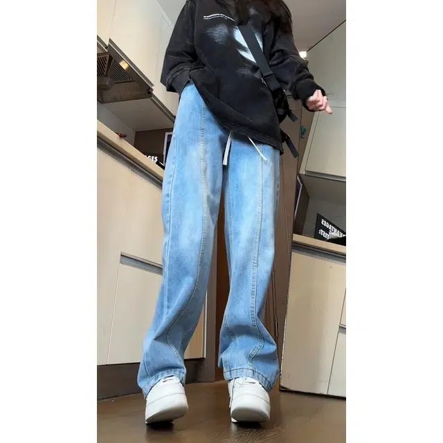 欧迪芬 美式水洗舒适时尚复古宽松潮流百搭直筒简约经典款休闲牛仔裤 男女同款