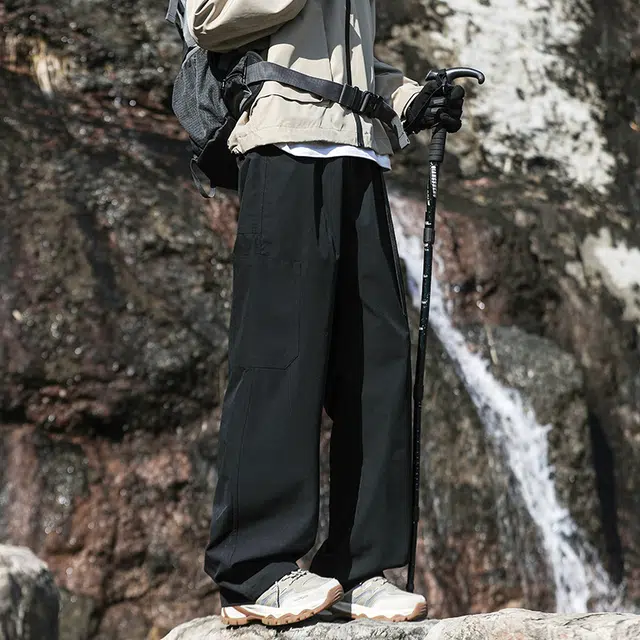 欧迪芬 美式高级感纯色长裤宽松显瘦复古做旧百搭阔腿潮流舒适直筒九分裤休闲裤 男女同款