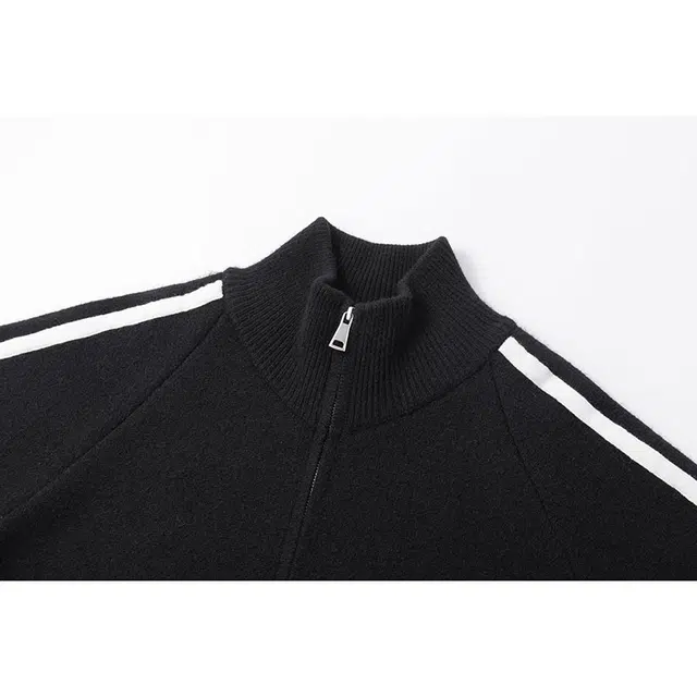 欧迪芬 高领美式风格简约慵懒风撞色图案舒适亲肤百搭双杠条时尚潮流毛衣 男女同款