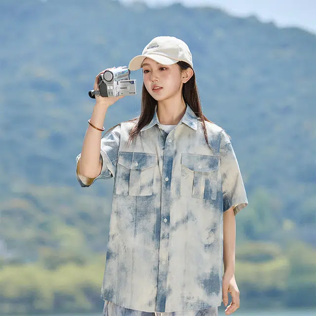 欧迪芬 青春流行工装风休闲炸街穿搭上衣短袖衬衫 女款