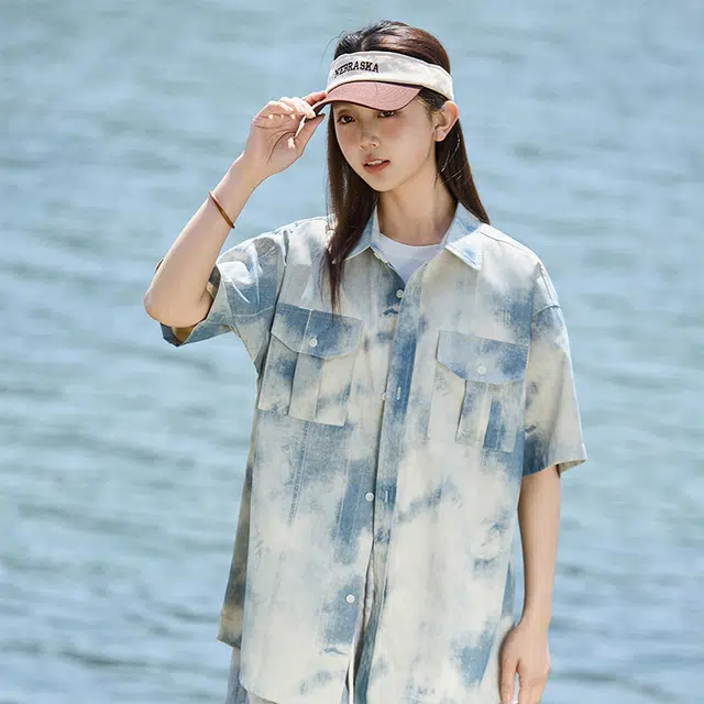 欧迪芬 青春流行工装风休闲炸街穿搭上衣短袖衬衫 女款