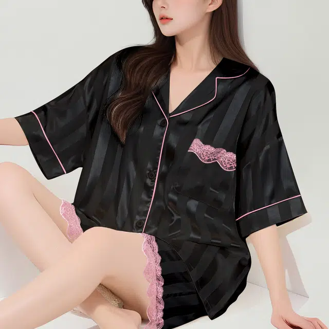 欧迪芬 冰丝绸高级感短袖睡衣套装 女款