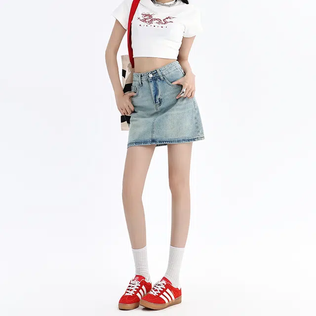 欧迪芬 百搭修身显瘦舒适牛仔短裙 女款