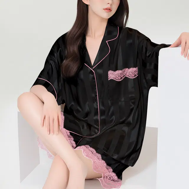 欧迪芬 冰丝绸高级感短袖睡衣套装 女款