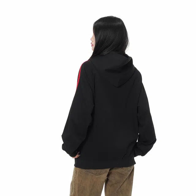 欧迪芬 复古潮牌条纹连帽春秋插肩袖套头外套宽松长袖卫衣 男女同款