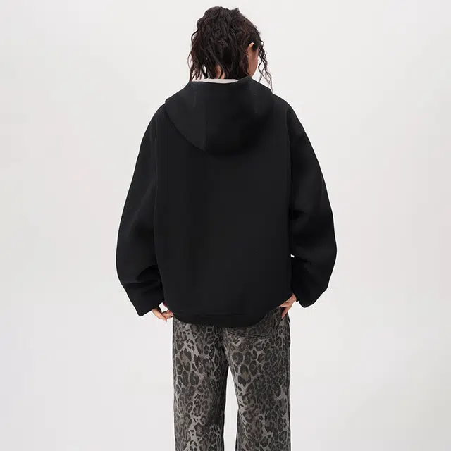 欧迪芬 连帽宽松纯色长袖卫衣 女款