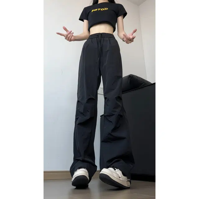 欧迪芬 褶皱伞兵工装裤薄款美式速干裤直筒休闲裤 女款
