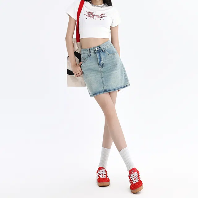 欧迪芬 百搭修身显瘦舒适牛仔短裙 女款