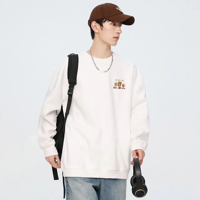 欧迪芬 简约趣味卡通可爱舒适柔软减龄涂鸦卫衣 男女同款