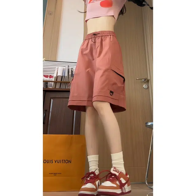 欧迪芬 紫色工装美式速干五分男女情侣宽松休闲短裤 女款