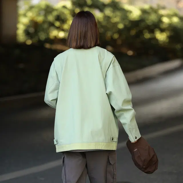 欧迪芬 翻领宽松百搭拉链设计感上衣学生小众情侣休闲夹克外套 男女同款