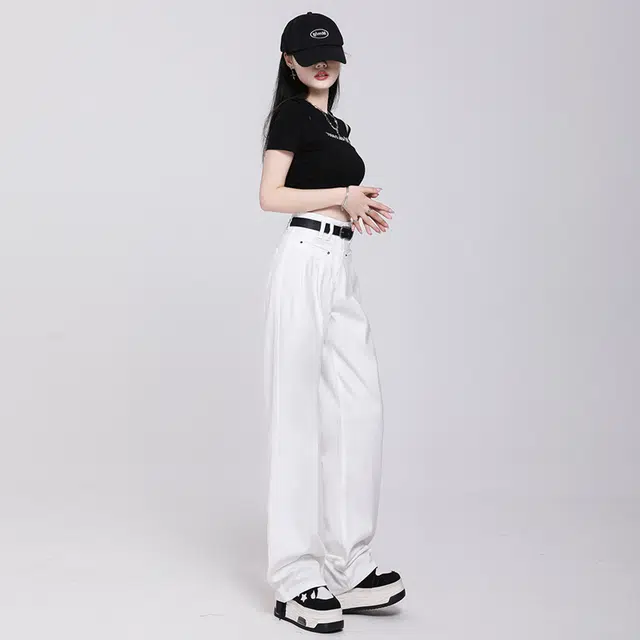 欧迪芬 美式纯色高街显瘦牛仔裤 女款 白色