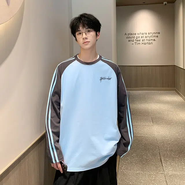 欧迪芬 美式高街 百搭宽松休闲长袖拼色侧边条杠复古学院字母印花潮流运动时尚情侣款户外高级感基础款上衣服通勤无性别卫衣 男女同款