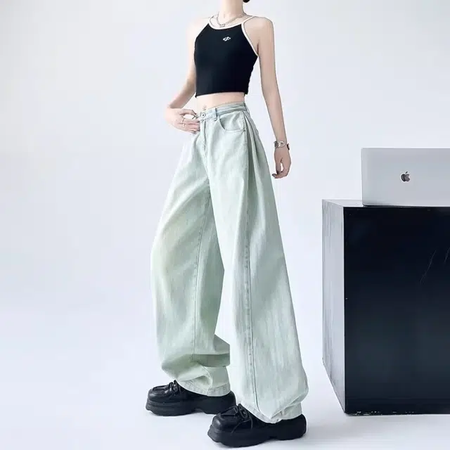 欧迪芬 时尚舒适百搭牛仔裤 女款 浅蓝