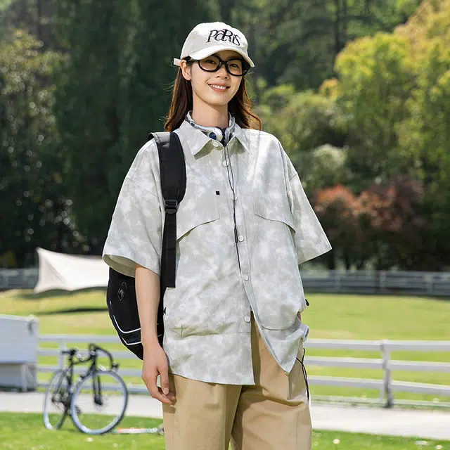 欧迪芬 时尚百搭户外运动短袖衬衫 女款