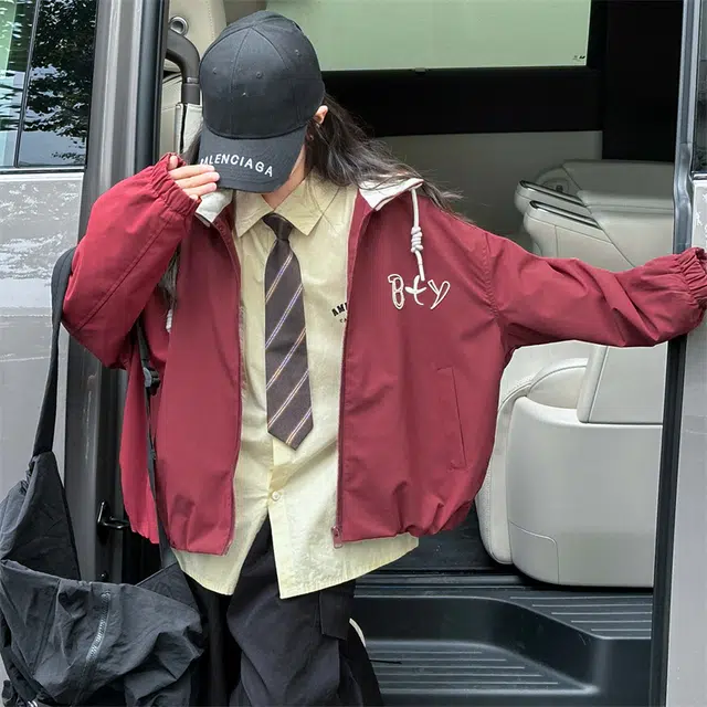 蓝彩何上装 女童秋冬款韩版休闲加绒加厚冲锋衣连帽外套中大童洋气儿童秋装潮