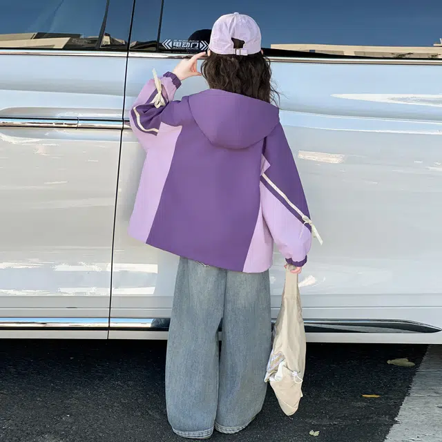 蓝彩何上装 女童外套春秋款洋气儿童冲锋夹克防风防水女孩秋季上衣女大童衣服